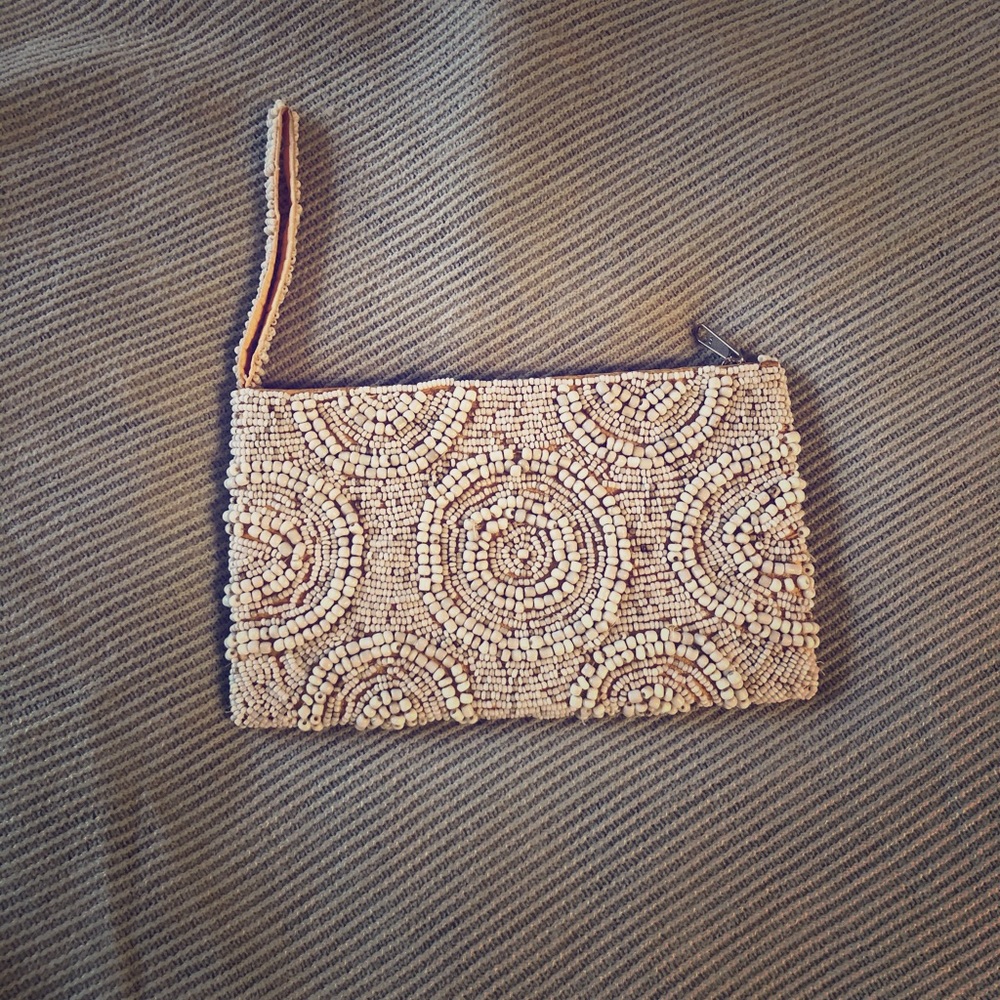 White boho clutch - beads